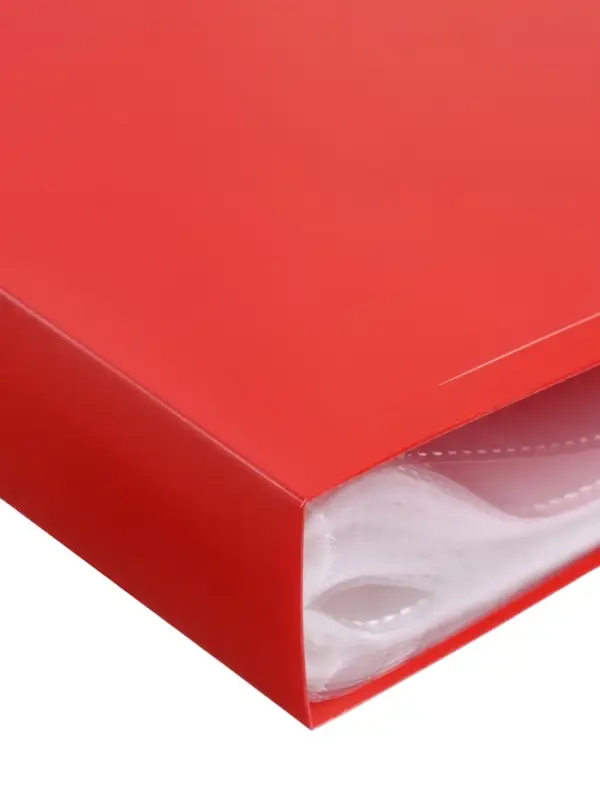 Папка с 100 вкладышами А4, 700 мкм, Calligrata, текстура &laquo;песок&raquo;, красная