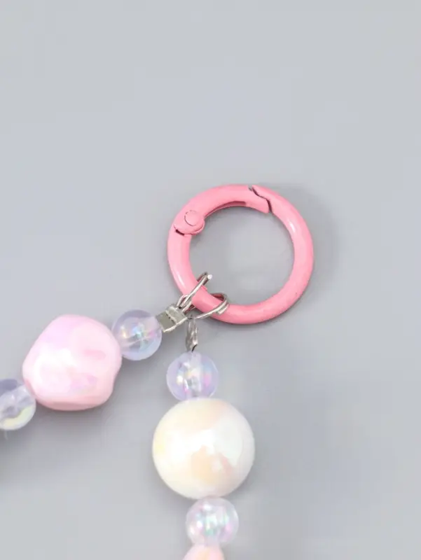 Брелок на карабине "Тюльпаны и звёзды" розово-перламутровый 11х4х1,5 см