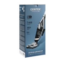 Пылесос вертикальный Centek CT-2567, беспроводной, 350/150 Вт, 0.6 л, бело-черный