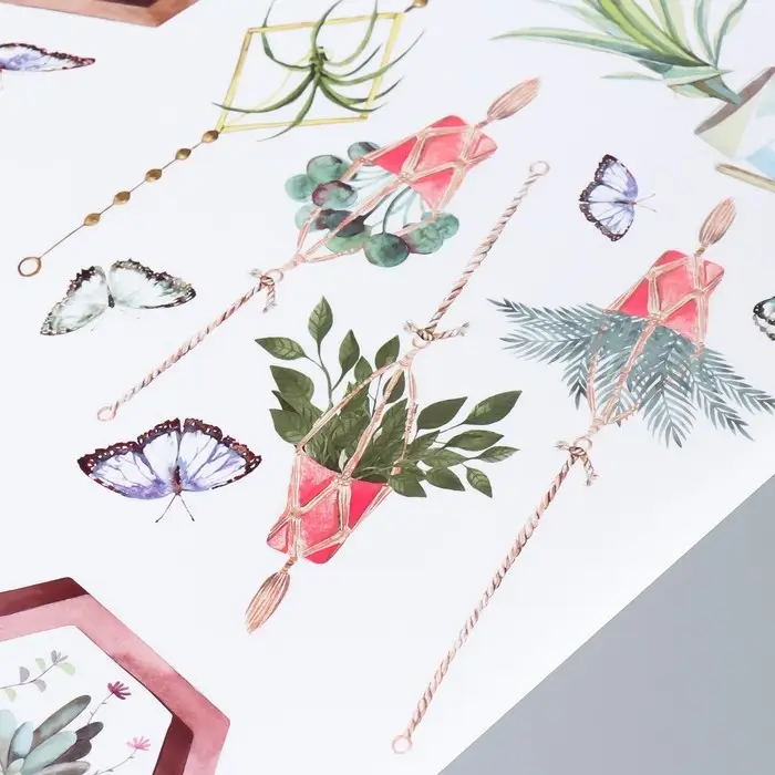 Наклейка пластик интерьерная цветная Наклейка пластик интерьерная цветная "Комнатные растения на подставке" 60х90 см