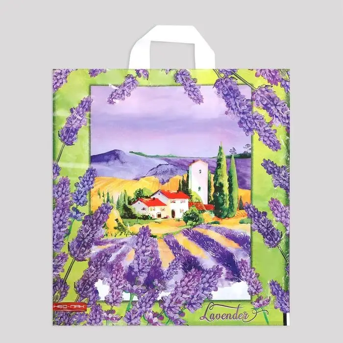 Пакет "Лаванда", полиэтиленовый с петлевой ручкой, 38x40 см, 40 мкм