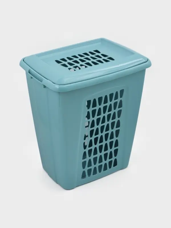 Корзина для белья с крышкой «Молетта», 60 л, 47.9×36.9×55 см, прямоугольная, бирюзовая Корзина для белья с крышкой «Молетта», 60 л, 47.9×36.9×55 см, прямоугольная, бирюзовая