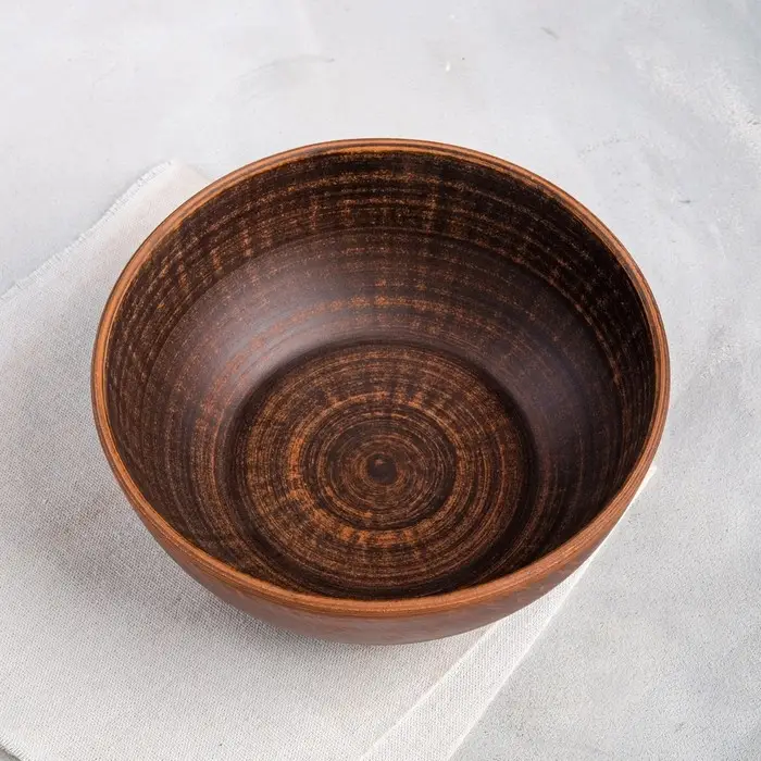 Салатник «Классический», гладкий, красная глина, 1 л