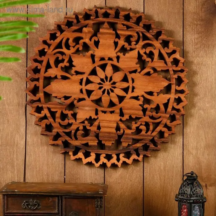 Панно резное дерево  Панно резное дерево "Раджа" 40х40х2 см