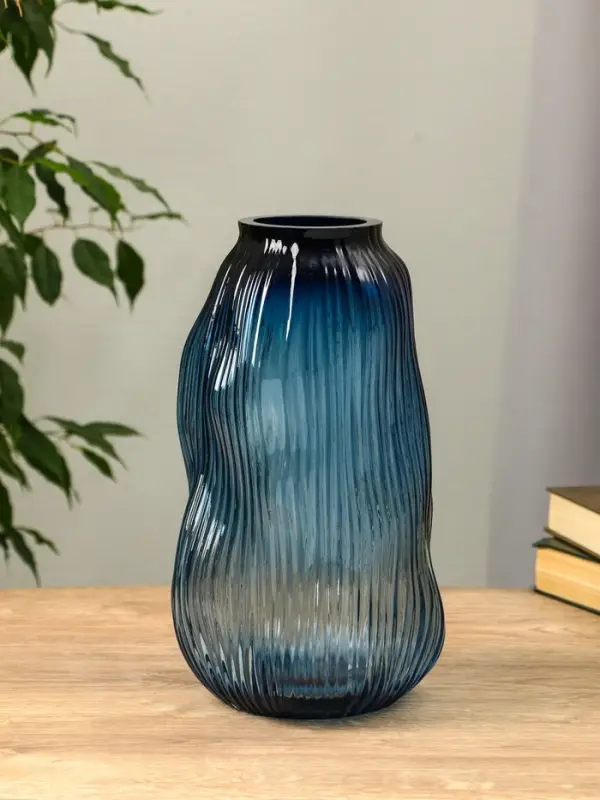 Ваза стекло настольная  Ваза стекло настольная "Ванесса" линии, 29,5х15 см, синий