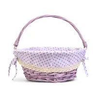 Корзина плетеная 32 х 32 х 14 см, ручка h=14 см фиол-ый  ткань
