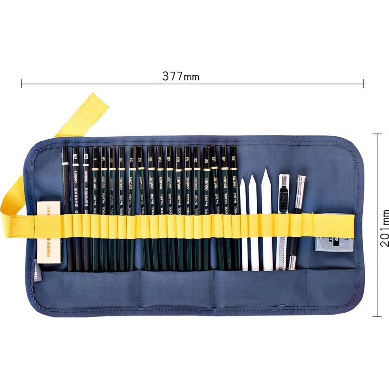 Набор карандашей чернографитовых Deli 2H-12B c угольн.каранд. 27шт 58125