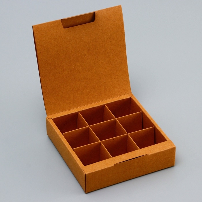 Коробка для 9 конфет, 13,7 х 13,7 х 3,5 см. Кондитерская упаковка Коробка для 9 конфет, 13,7 х 13,7 х 3,5 см. Кондитерская упаковка