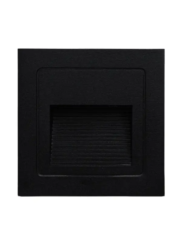 Встраиваемый светильник для лестницы, IP65, 3 Вт, 6500К, 68&times;68 мм, квадратный, чёрный, свечение холодное белое