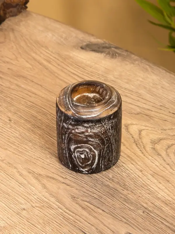 Подсвечник, d=3 см, 8&times;8&times;10 см, дерево джати, тёмно-коричневый