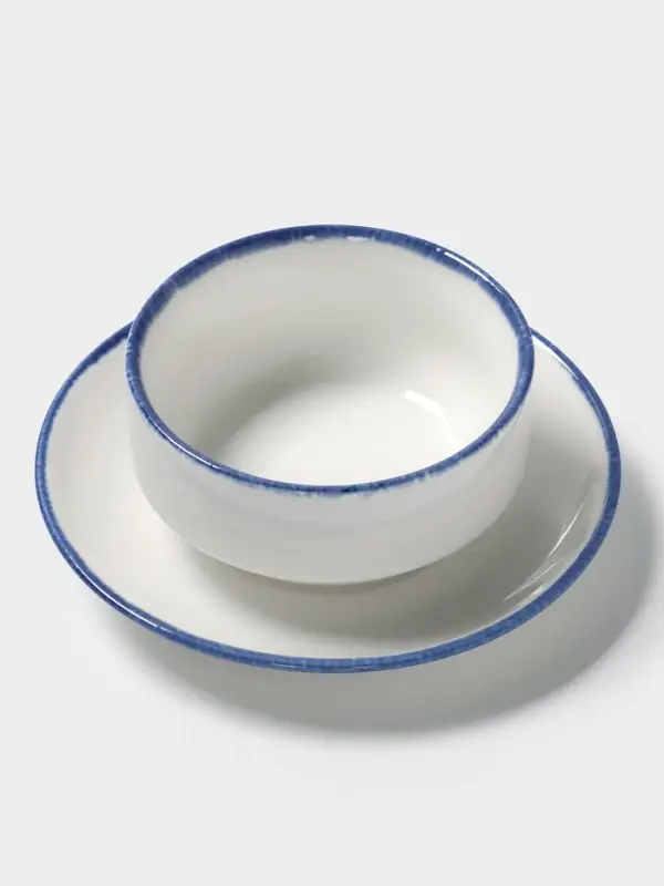 Бульонница с блюдцем Magistro Blue Lagoon, 300 мл, фарфор, белая