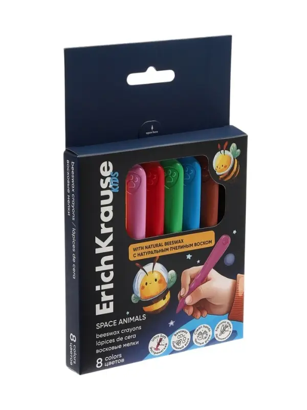 Восковые мелки 8 цветов, ErichKrause Kids Space Animals
