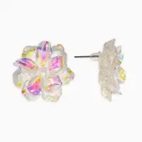Серьги "Цветок жасмина", цвет белый радужный