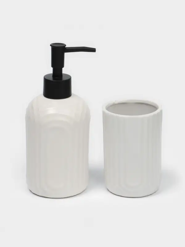 Набор для ванной SAVANNA &laquo;Волна&raquo;, 3 предмета, дозатор для мыла, стакан, мыльница