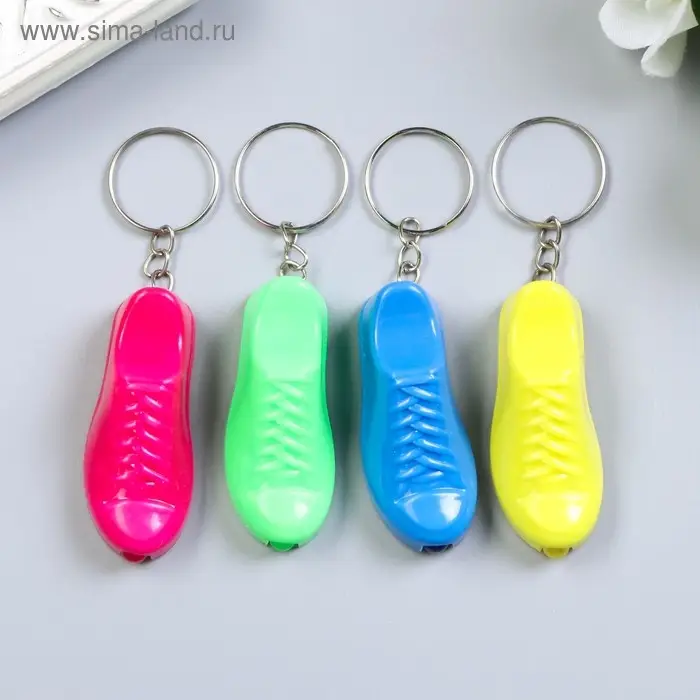 Фонарик брелок для ключей на кольце &laquo;Ботинок&raquo;, светит, 4.7&times;1.7&times;0.8 см, МИКС