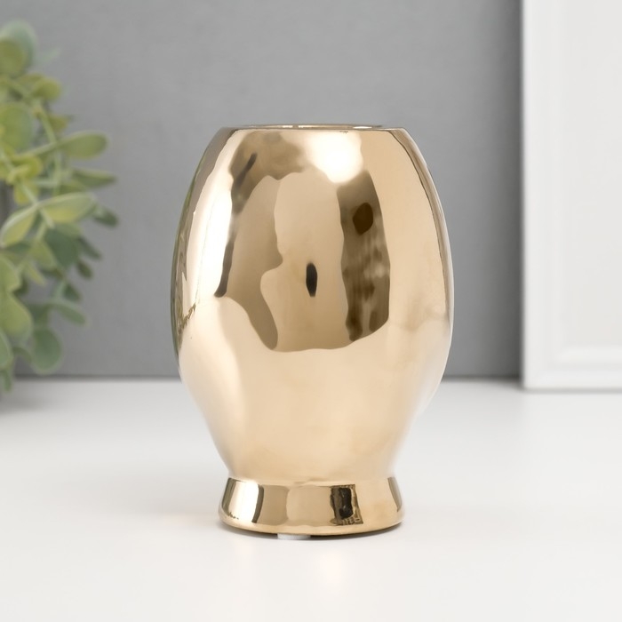 Подсвечник керамика на 1 свечу  Подсвечник керамика на 1 свечу "Сова Сипуха" d=3,5 золото 9х8,5х12,5 см