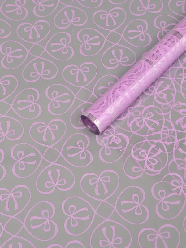 Плёнка для цветов &laquo;Бантики&raquo;, прозрачная/светло- сиреневая, 0.6&times;9.3&plusmn;5% м, 40 мкм, 200 г