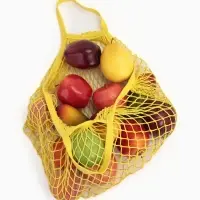 Сумка - авоська плетёная, ручка 12 см, клетка 1.5 см, жёлтая