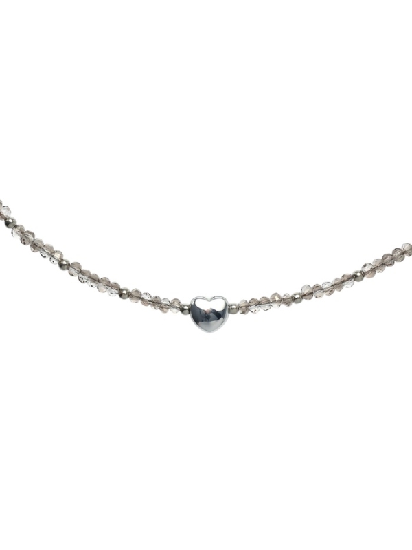 Чокер «Сердце» бусина №4, цвет серый в серебре, 35 см