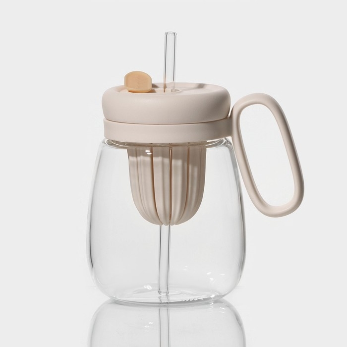 Кружка стеклянная с крышкой и трубочкой «Бьорн», 850 мл Кружка стеклянная с крышкой и трубочкой «Бьорн», 850 мл