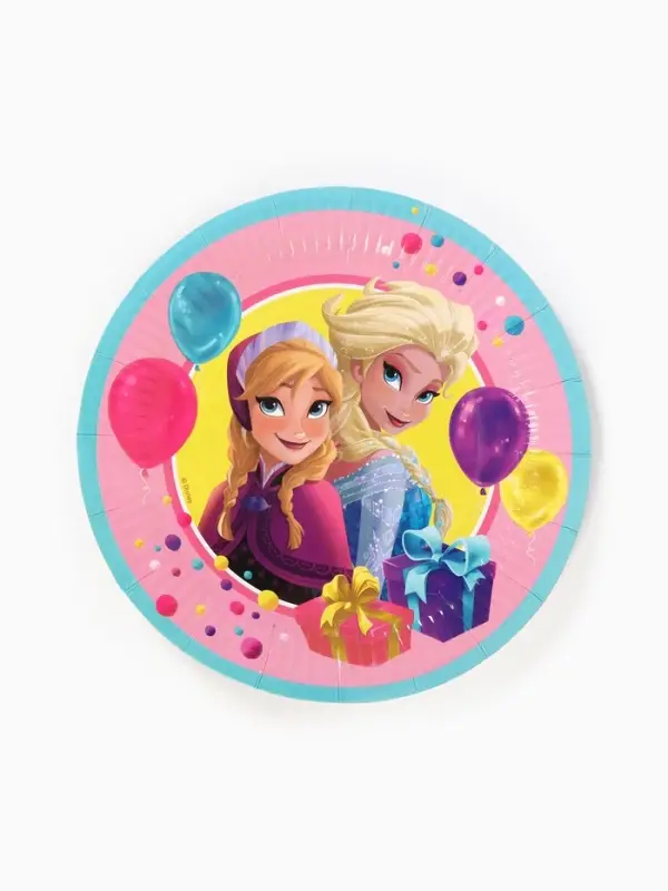 Посуда одноразовая бумажная, на 10 персон, стаканы, тарелки, скатерть, Холодное сердце