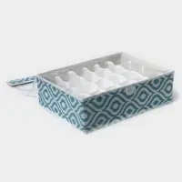 Органайзер для хранения белья Доляна &laquo;Лагуна&raquo;, 24 ячейки, с прозрачной крышкой, 38&times;30&times;10 см, бирюзовый