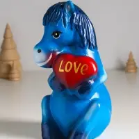 Копилка "Лошадь с сердцем" 23.5 см, синий