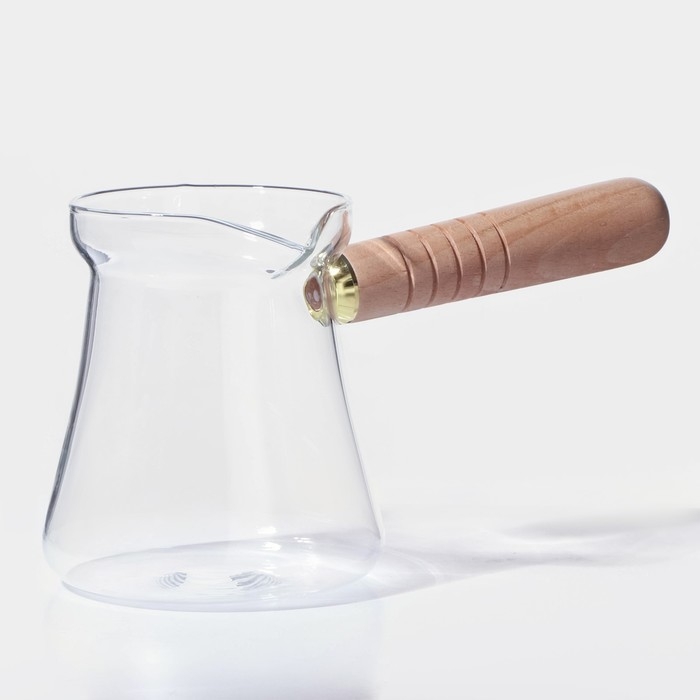 Турка стеклянная «Арабика», 300 мл, 18,5×9×10 см, деревянная ручка Турка стеклянная «Арабика», 300 мл, 18,5×9×10 см, деревянная ручка
