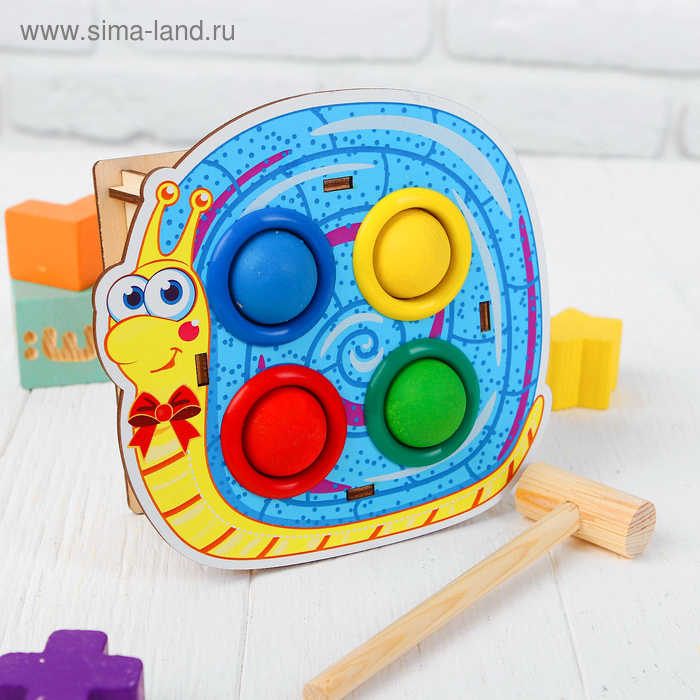 Стучалка-сортер «Улитка», с молотком, МИКС Стучалка-сортер «Улитка», с молотком, МИКС