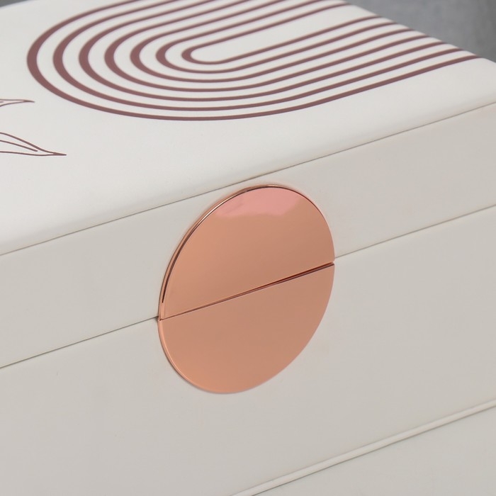 Шкатулка кожзам для украшений "Веточка. Радуга" белая 18х24,5х11 см