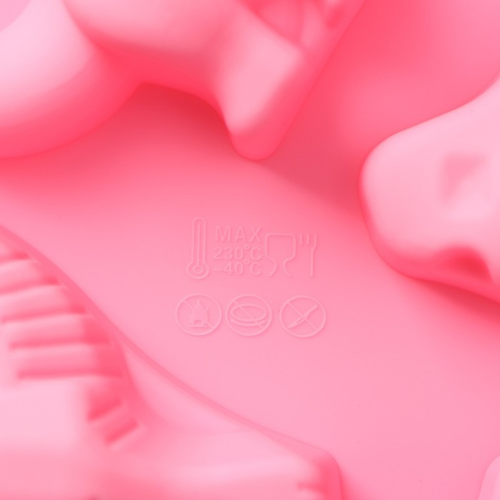 Форма для выпечки Доляна «Животные.Динозавры», силикон, 29×21 см, 6 ячеек (10,4×7,2 см), цвет розовый Форма для выпечки Доляна «Животные.Динозавры», силикон, 29×21 см, 6 ячеек (10,4×7,2 см), цвет розовый