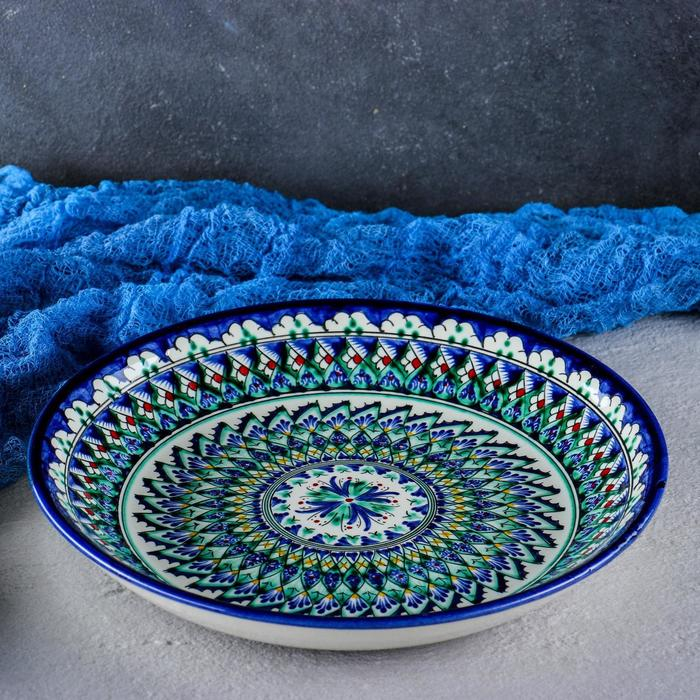 Ляган Риштанская Керамика  Ляган Риштанская Керамика "Узоры", 25 см, синий
