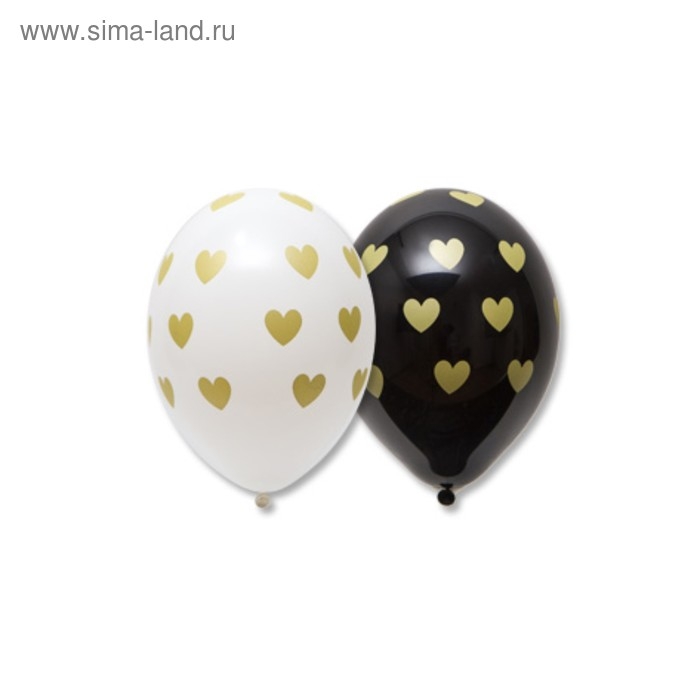 Шар латексный 14" &laquo;Золотые сердца&raquo;, набор 25 шт.