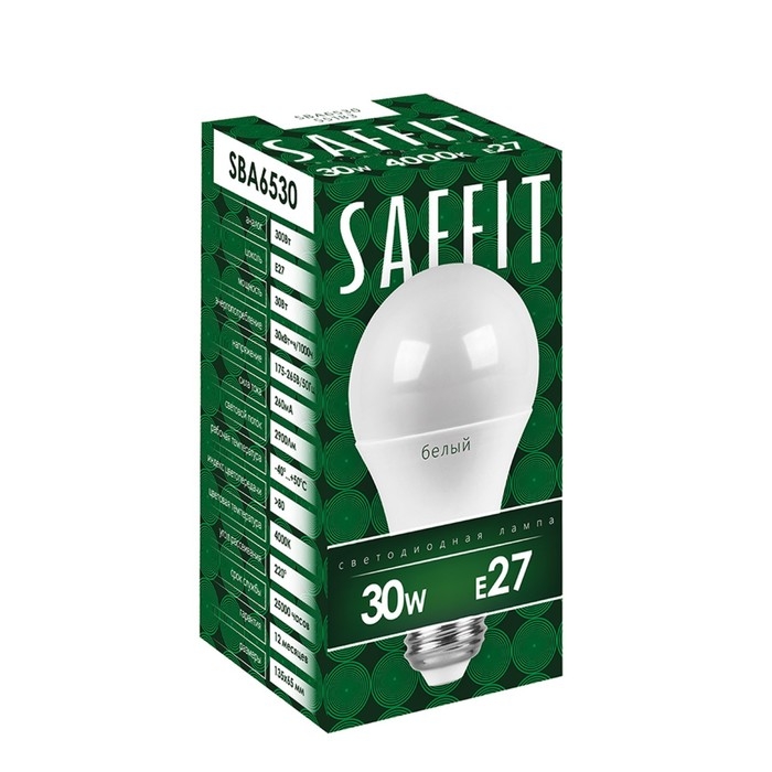 Лампа светодиодная SAFFIT, 30W 230V E27 6400K A65, SBA6530 Лампа светодиодная SAFFIT, 30W 230V E27 6400K A65, SBA6530