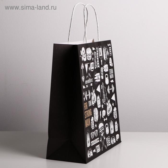 Пакет подарочный крафтовый, упаковка, For strong man, 26 х 30 х 11,5 см Пакет подарочный крафтовый, упаковка, For strong man, 26 х 30 х 11,5 см