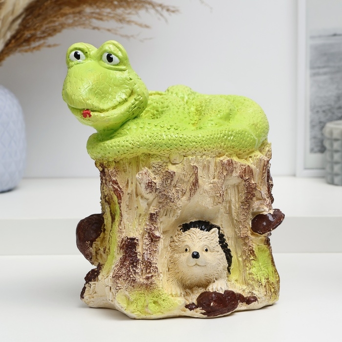 Фигура Фигура "Змея на пне" зеленое яблоко, 22х20см