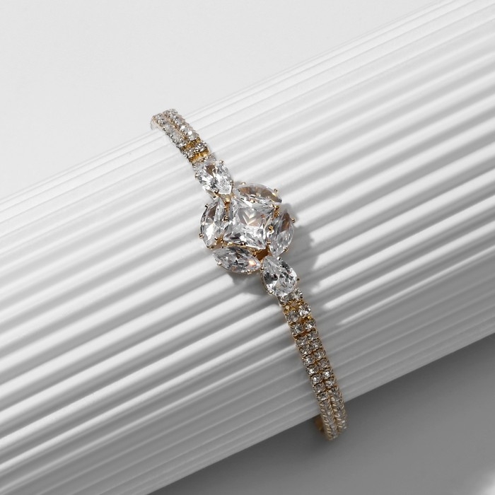 Браслет со стразами «Циркон» изыск, круг, цвет белый в розовом золоте, L=15см Браслет со стразами «Циркон» изыск, круг, цвет белый в розовом золоте, L=15см