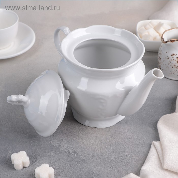 Чайник фарфоровый «Белье», 800 мл, цвет белый Чайник фарфоровый «Белье», 800 мл, цвет белый