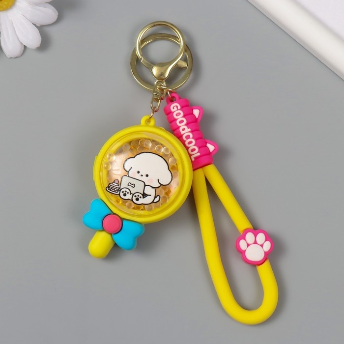 Брелок резина с ремешком  Брелок резина с ремешком "Леденец на палочке с бантом. Пёсик" 6,5х4,5х2 см