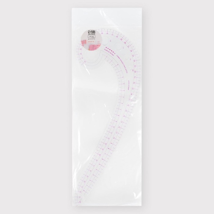 Лекало портновское метрическое «Улитка», 30 × 10,5 см, толщина 0,5 мм, цвет прозрачный