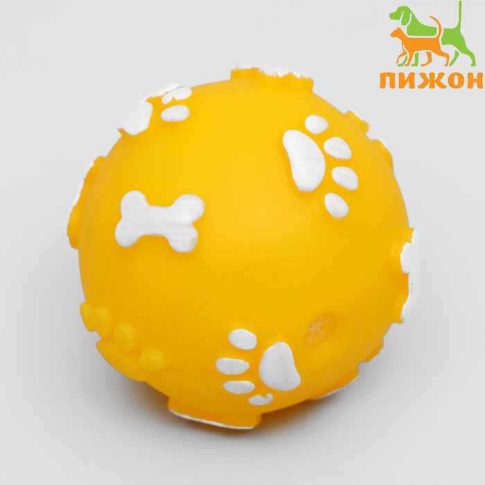 Мячик пищащий  Мячик пищащий "Лапки" для собак, 5,5 см, жёлтый