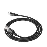 Кабель Hoco X14, Lightning - USB, 2.4 А, 1 м, быстрая зарядка, оплётка нейлон, чёрный