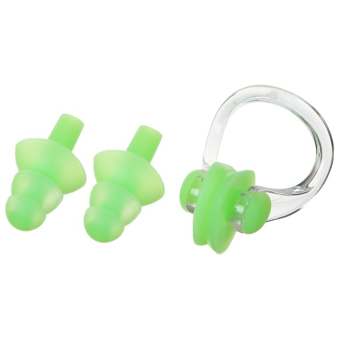 Набор для плавания ONLYTOP «Динозаврик»: зажим для носа, беруши, цвет зелёный Набор для плавания ONLYTOP «Динозаврик»: зажим для носа, беруши, цвет зелёный