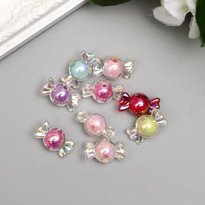 Бусины для творчества пластик Бусины для творчества пластик "Конфетка перламутр" набор 15 гр 2,2х1,2 см, МИКС