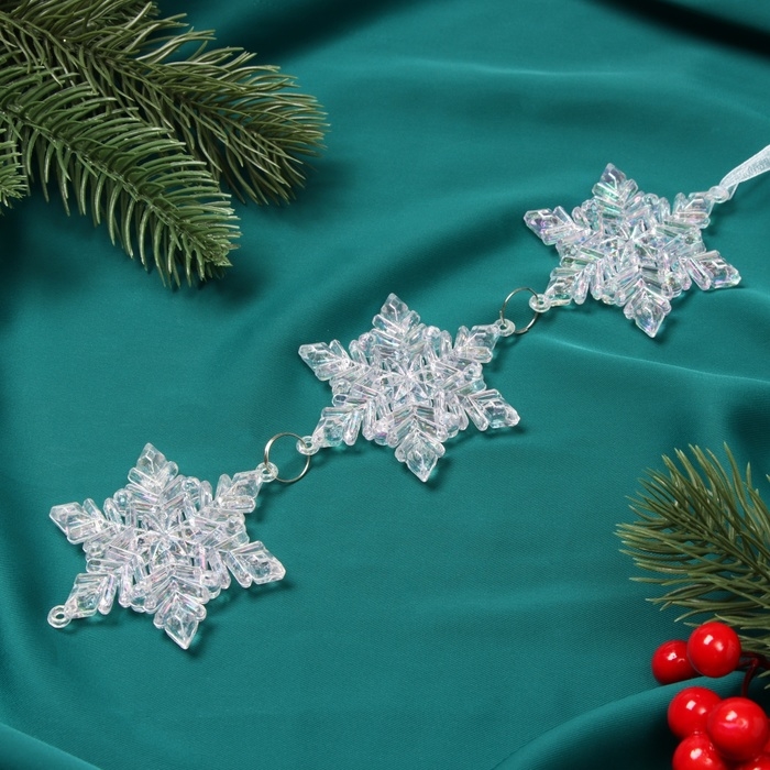 Украшение ёлочное Украшение ёлочное "Снежинка подвесная" 23х5,5 см, прозрачный перелив