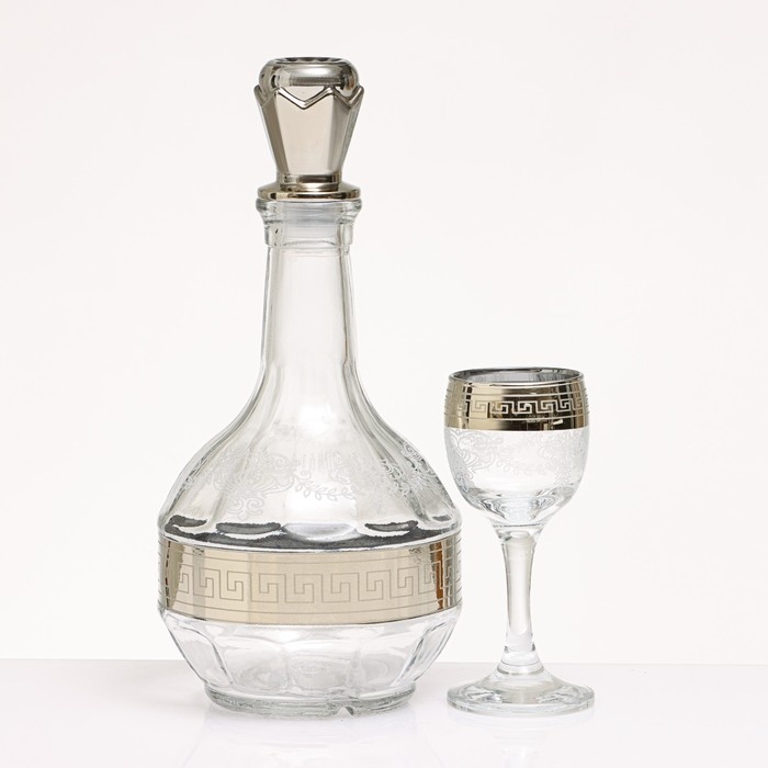 Минибар "Кольцо гармония" 7 предметов: графин 500 мл + рюмка 60 мл