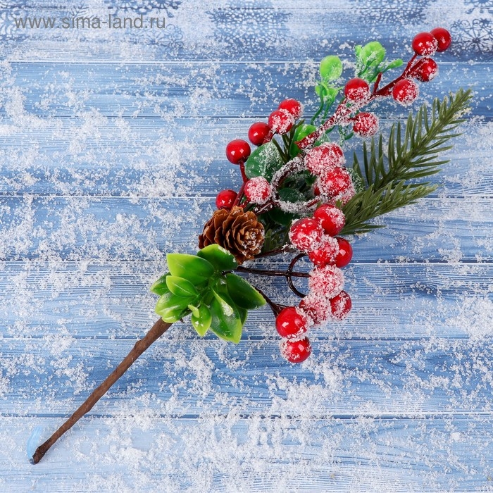 Декор  Декор "Зимние грезы" ягоды зелень хвоя шишка, 27 см