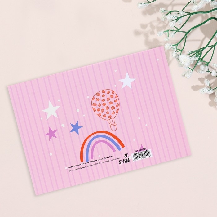 Папка под свидетельство о рождении  Папка под свидетельство о рождении "Коллаж " радуга, розовый фон, А5
