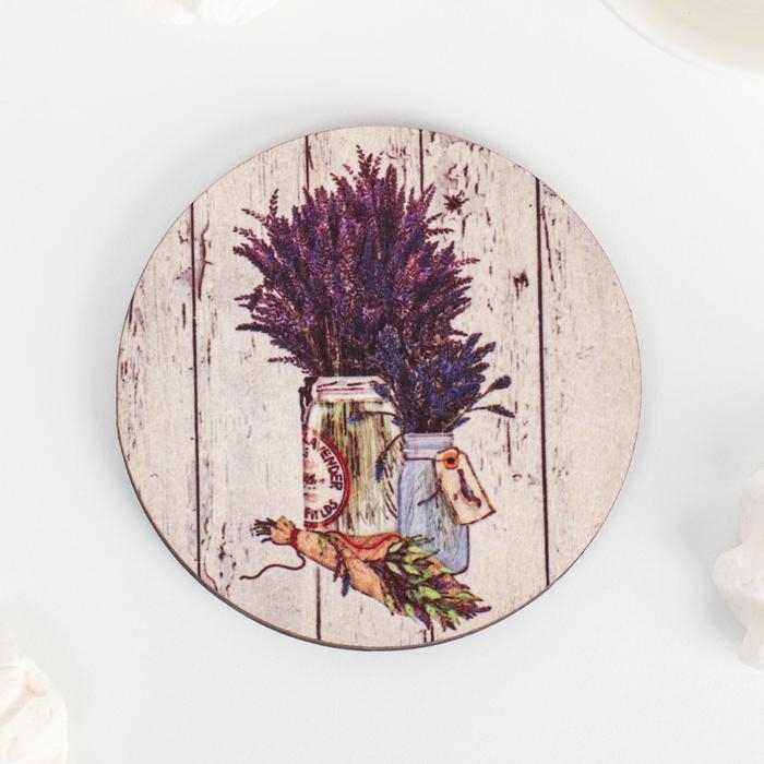 Подставка под горячее сувенирная Подставка под горячее сувенирная "Лавандовый букет" D=9 см