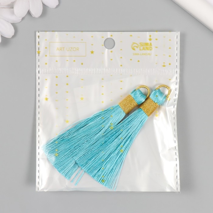 Декор для творчества текстиль Декор для творчества текстиль "Кисть. Оливия" голубой набор 2 шт 8х1,2 см